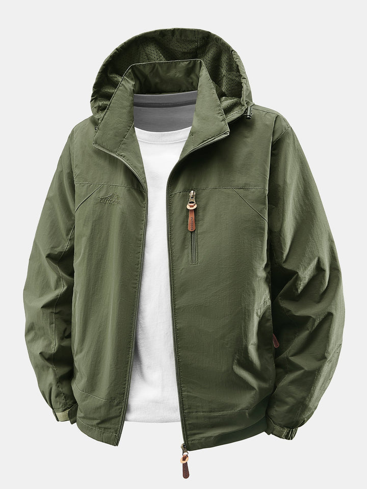 Men's Lightweight Nylon Windbreaker Jacket with Detachable Hood – Rela - Army Green