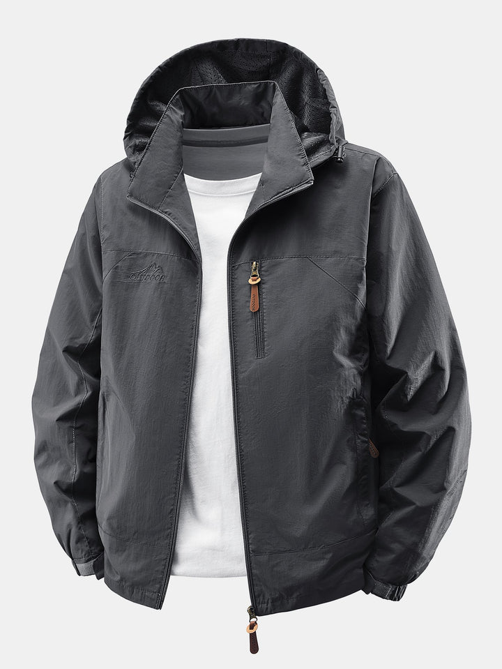 Men's Lightweight Nylon Windbreaker Jacket with Detachable Hood – Rela - Grey