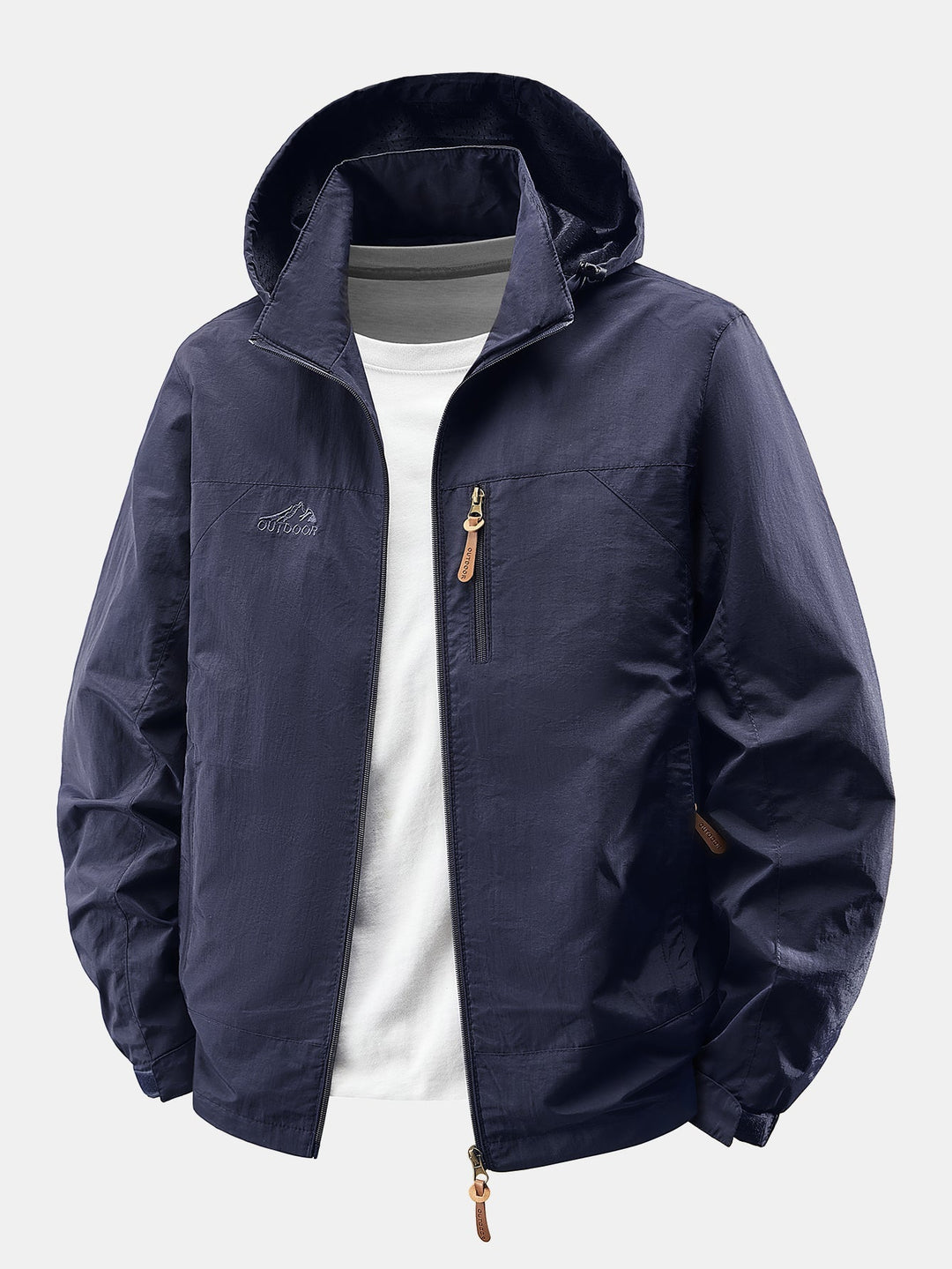 Men's Lightweight Nylon Windbreaker Jacket with Detachable Hood – Rela - Navy