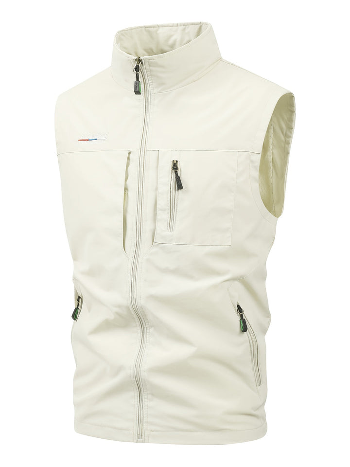 Men's Lightweight Sleeveless Vest - Quick-Dry Work Gilet - Beige