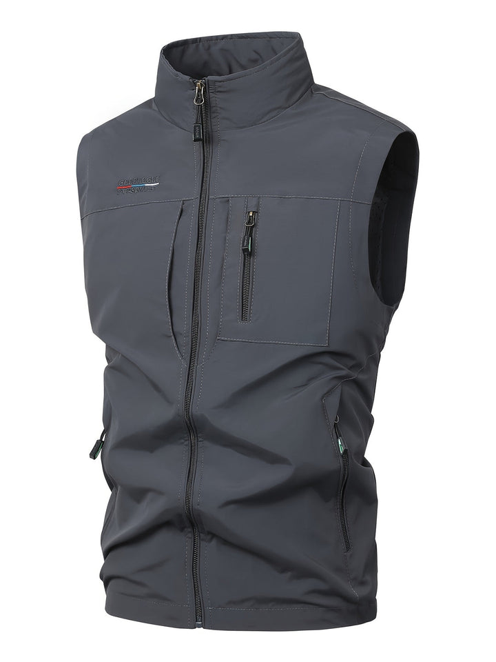 Men's Lightweight Sleeveless Vest - Quick-Dry Work Gilet - Grey