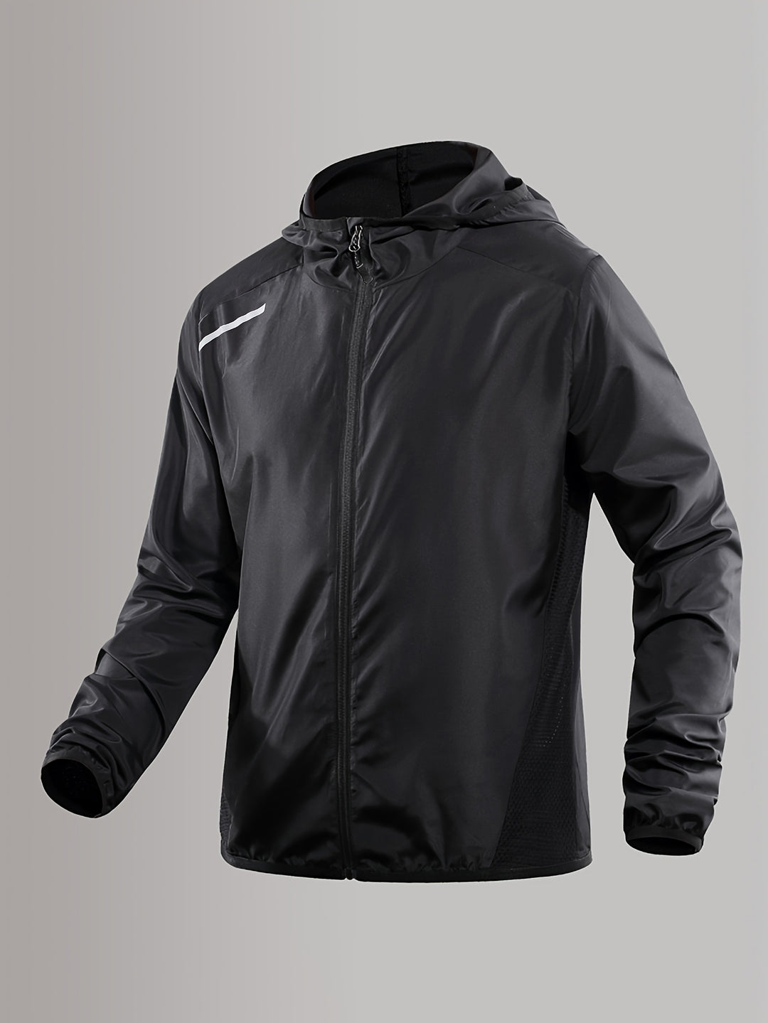 Men's Lightweight Windbreaker Jacket - Reflective & Breathable - Black