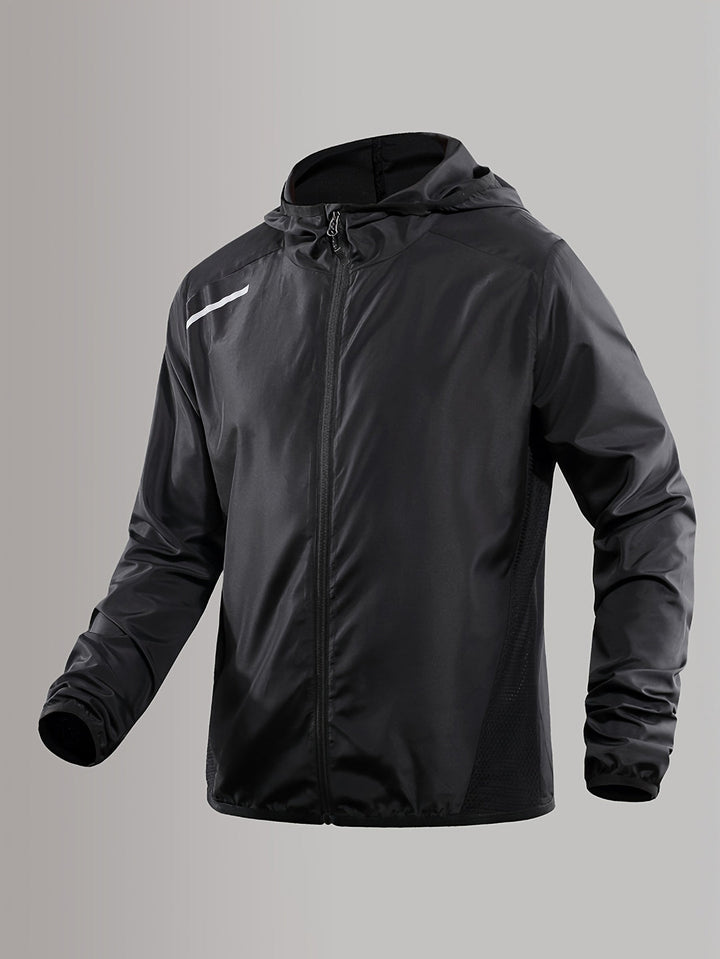 Men's Lightweight Windbreaker Jacket - Reflective & Breathable - Black