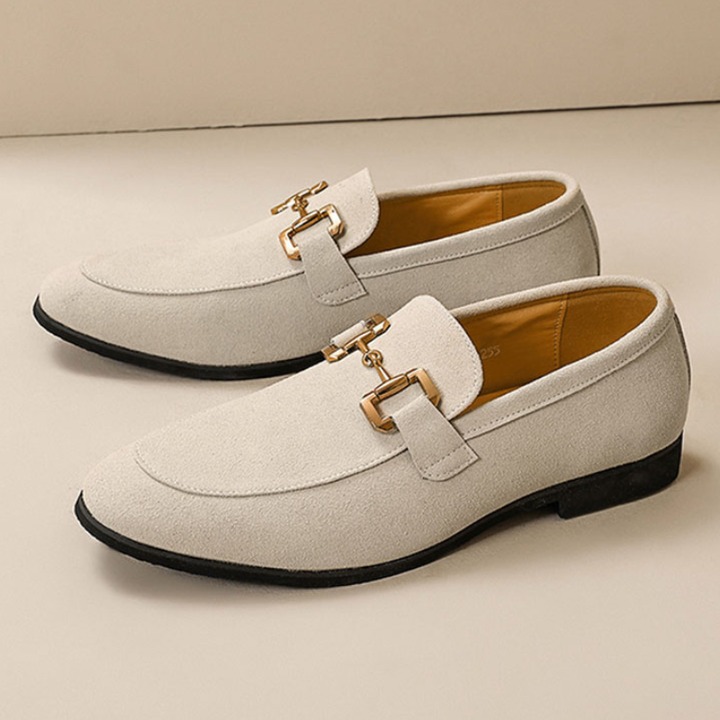 Men's Loafers - Elegant Slip-On Dress Shoes - Beige