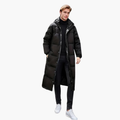 Men's Long Quilted Winter Jacket - Full Zip Puffer Coat