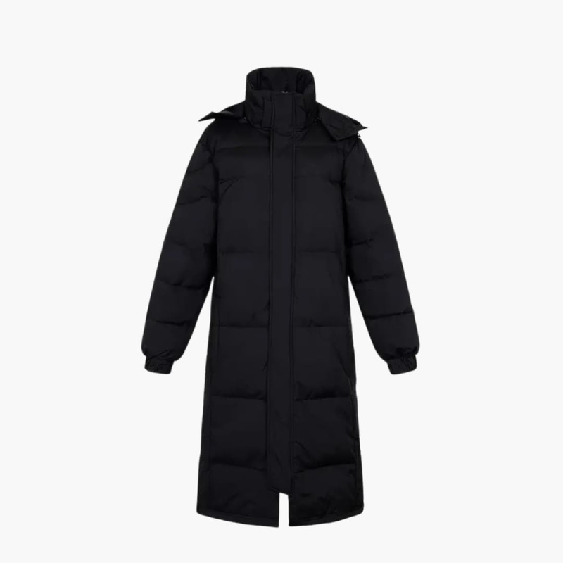 Men's Long Quilted Winter Jacket - Full Zip Puffer Coat