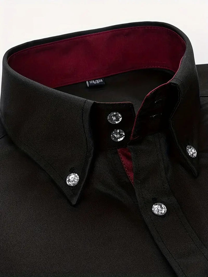 Men's Long Sleeve Button-Up Shirt - Classic Business