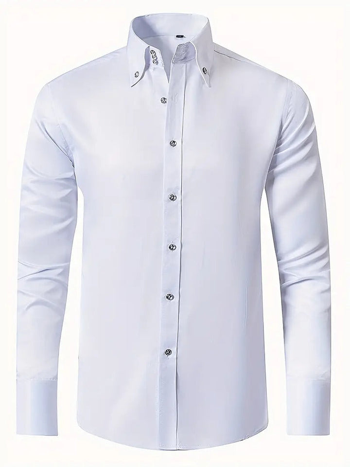 Men's Long Sleeve Button-Up Shirt - Classic Business - White