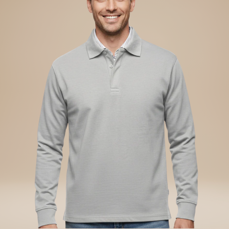 Men's Long Sleeve Polo Shirt - Classic Fit - White