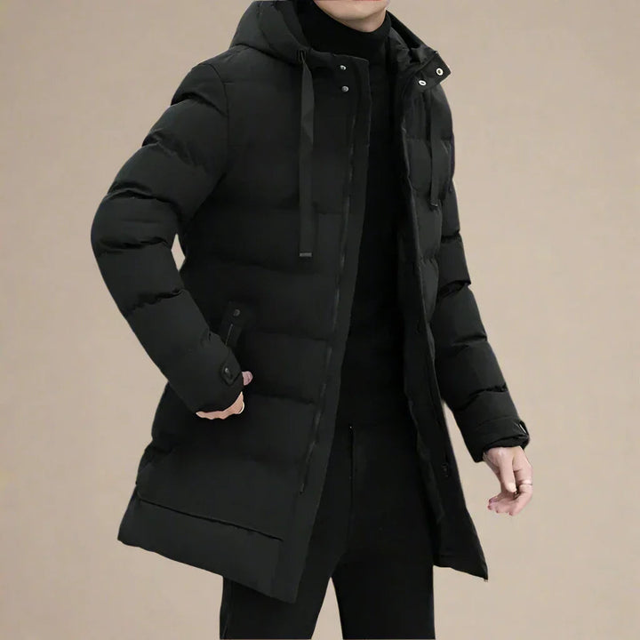 Men's Long Waterproof Winter Parka - Warm & Stylish - Black