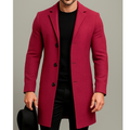 Men's Long Winter Coat with Button Closure - Windproof Style