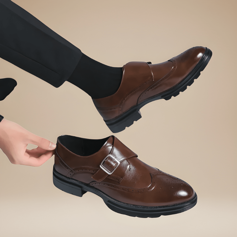 Men's Monk Strap Shoes - Double Buckle Formal Design
