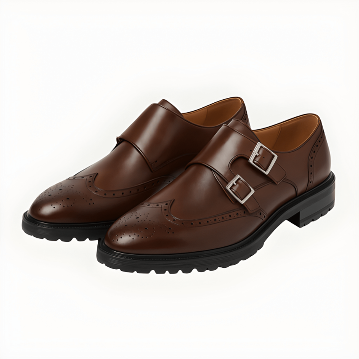 Men's Monk Strap Shoes - Double Buckle Formal Design