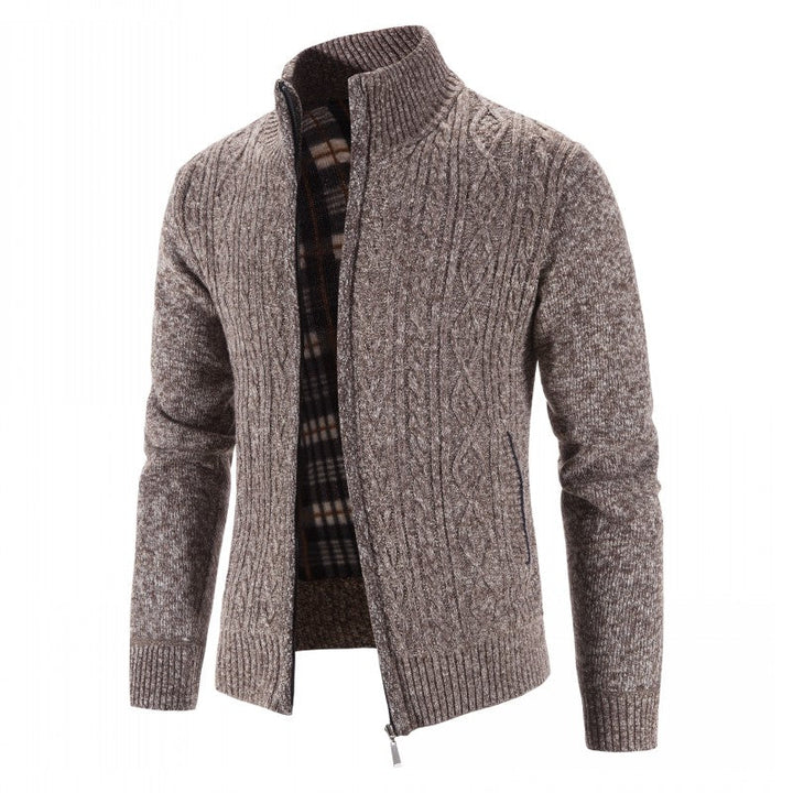 Men's Open Front Cardigan - Knit Vest Casual - Brown