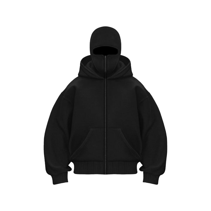 Men's Oversized Hoodie with Zip - Streetwear - Black