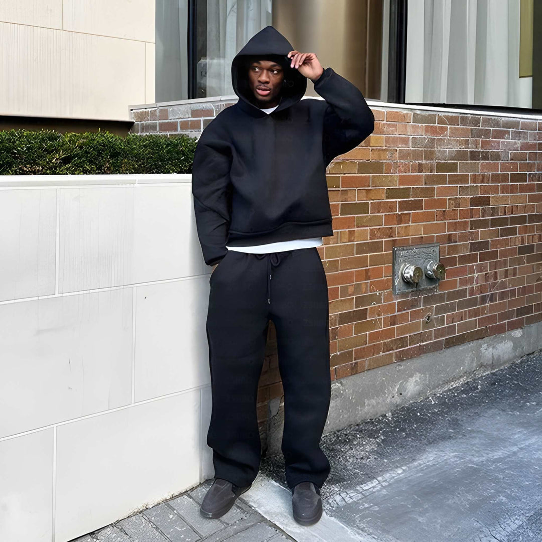 Men's Oversized Long Sleeve Set - Winter - Black