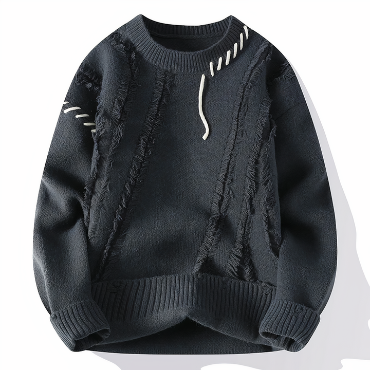 Men's Patchwork Crewneck Sweater - Bold Mixed Knit - Grey