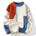 Men's Patchwork Crewneck Sweater - Bold Mixed Knit