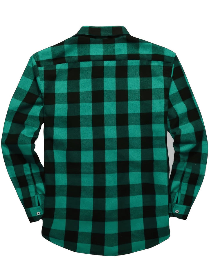Men's Plaid Flannel Shirt with Dual Chest Pockets - Casual