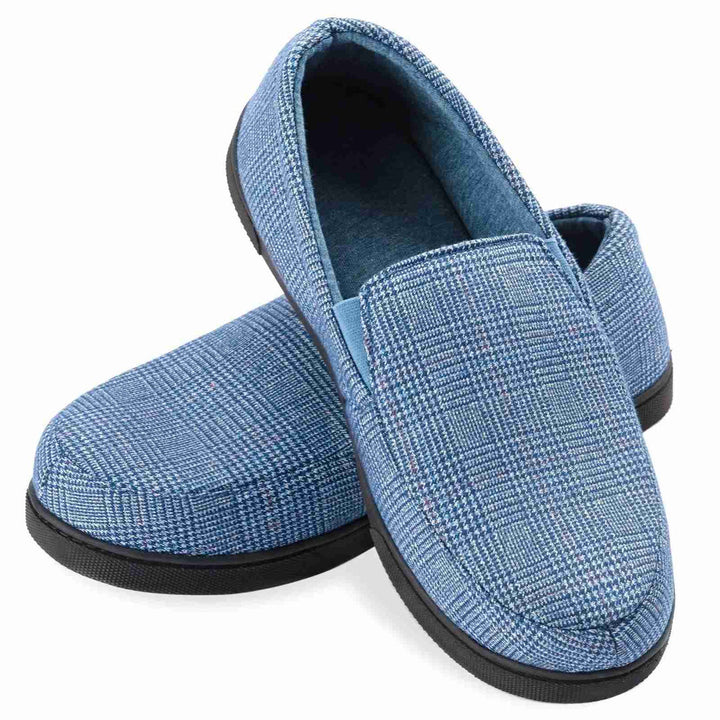 Men's Plaid Loafers with Slip-Resistant Sole - Blue