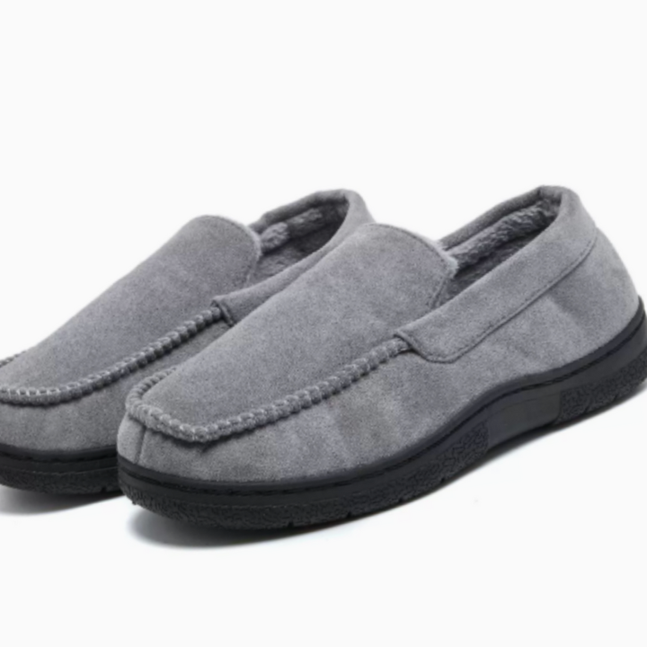 Men's Plaid Loafers with Slip-Resistant Sole - Grey