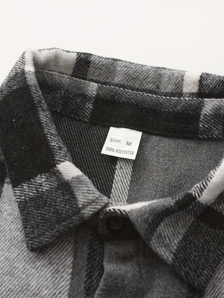 Men's Plaid Shirt Jacket - Classic Casual Overshirt