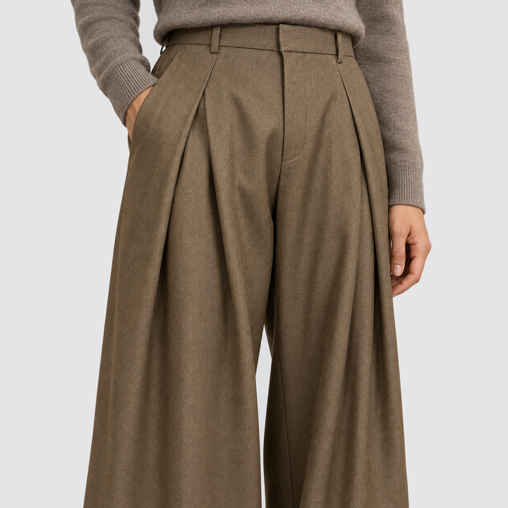 Men's Pleated Wide-Leg Trousers - High-Waist Tailored Fit