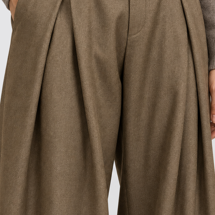 Men's Pleated Wide-Leg Trousers - High-Waist Tailored Fit