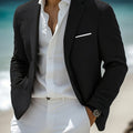 Men's Polyester Blazer with Split Hem - Casual to Formal