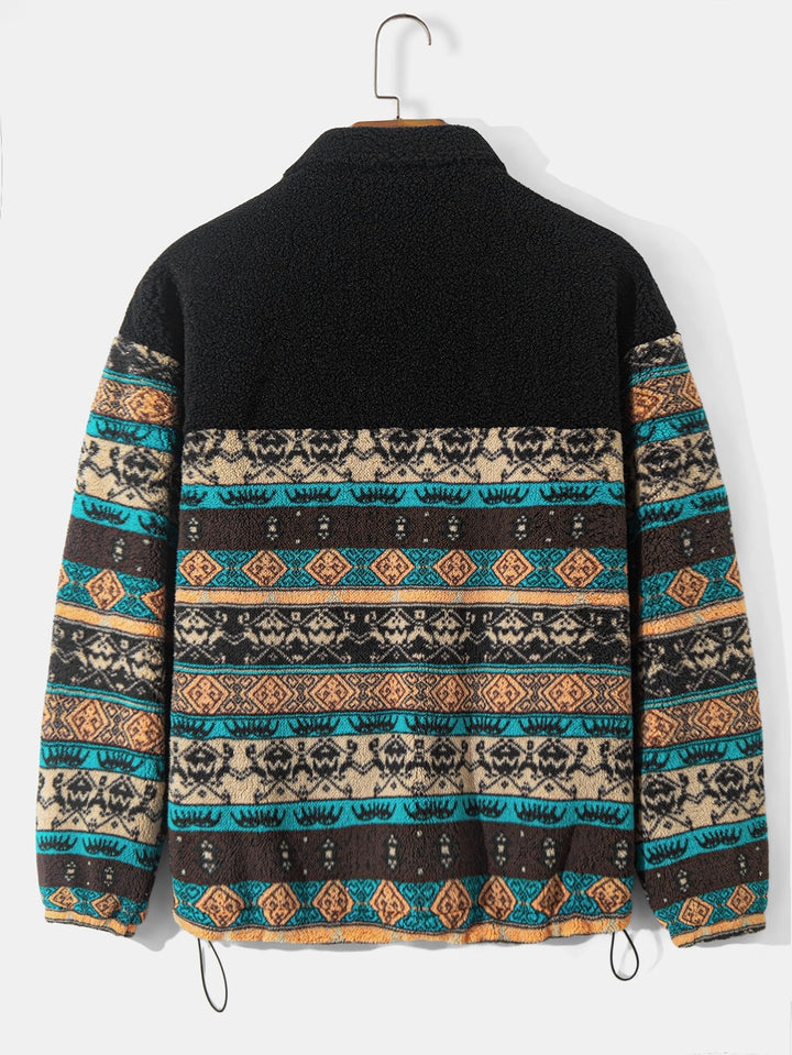 Men's Printed Teddy Fleece Zip-Up Jacket - Relaxed Fit