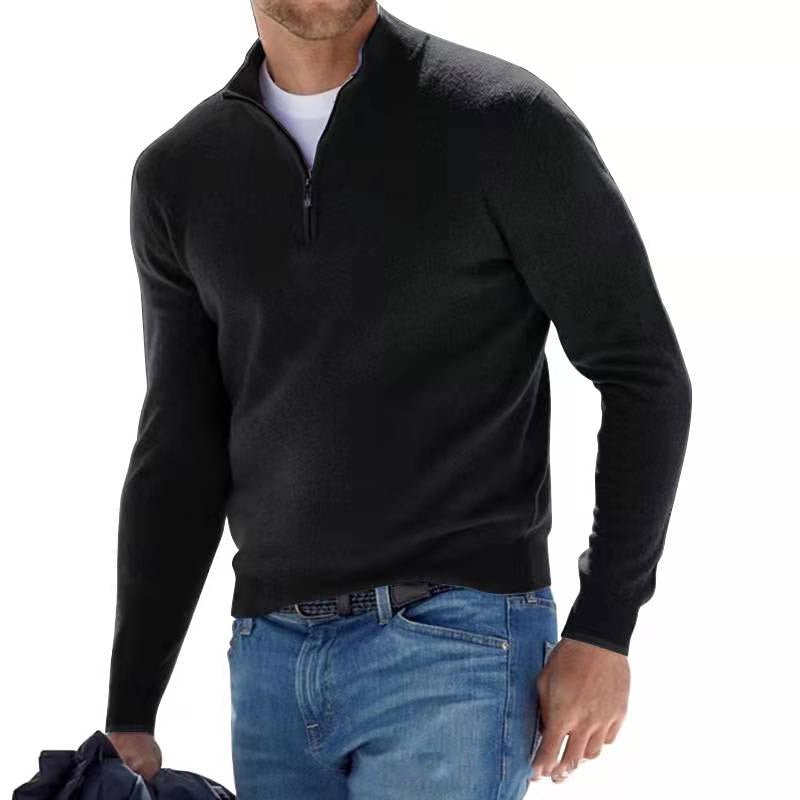 Men's Quarter-Zip Pullover Sweater - Timeless Comfort - Black