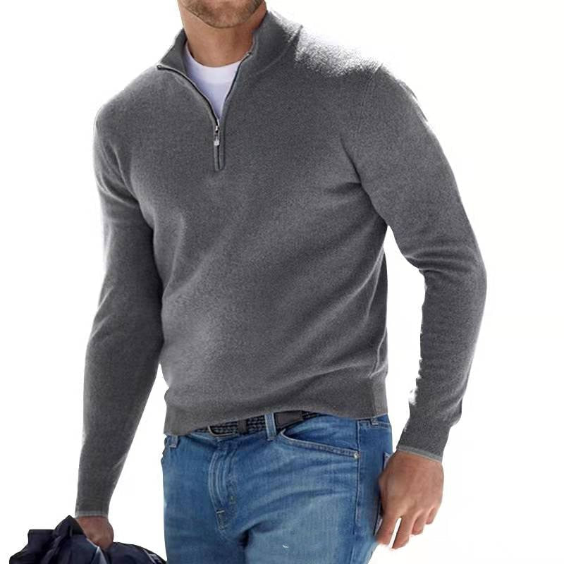 Men's Quarter-Zip Pullover Sweater - Timeless Comfort - Grey