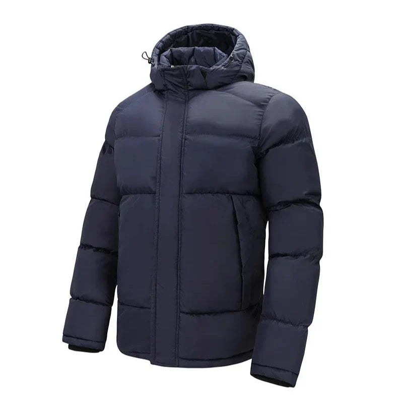 Men's Quilted Cotton Jacket - Modern Winter Style - Blue