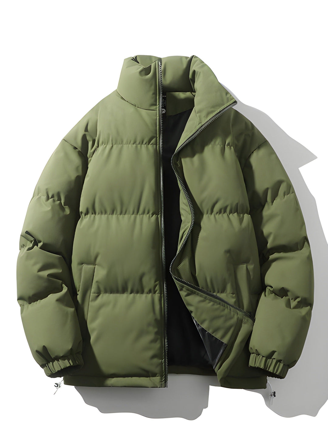 Men's Quilted Parka Jacket - Loose Fit Winter Coat - Green