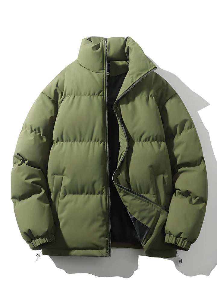 Men's Quilted Parka Jacket - Loose Fit Winter Coat - Green