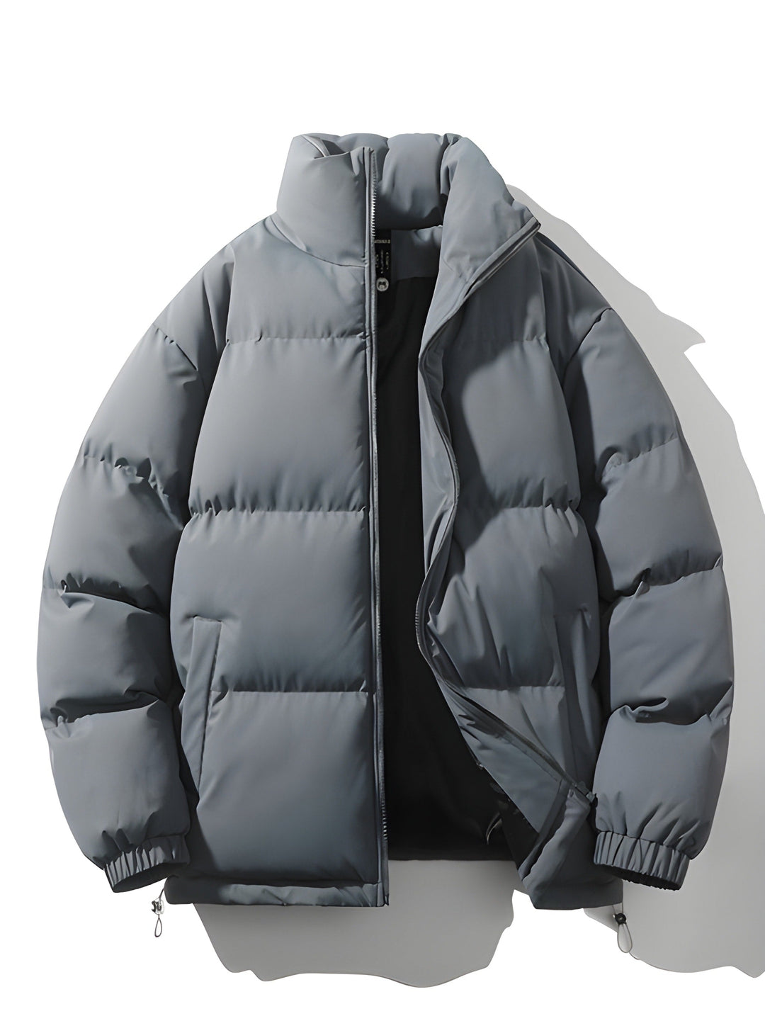 Men's Quilted Parka Jacket - Loose Fit Winter Coat - Grey