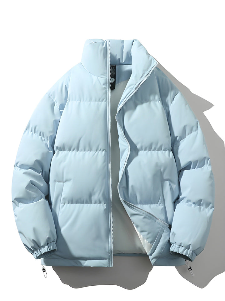 Men's Quilted Parka Jacket - Loose Fit Winter Coat - Light Blue