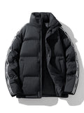 Men's Quilted Puffer Jacket with Stand Collar – Winter Warmth
