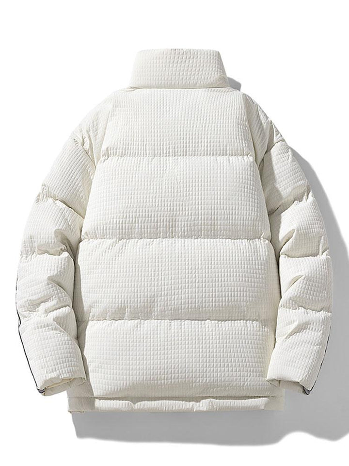 Men's Quilted Puffer Jacket with Stand Collar – Winter Warmth