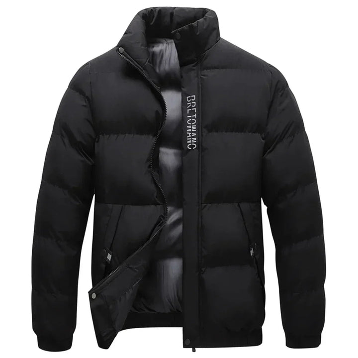 Men's Quilted Puffer Winter Jacket - Warm Insulated Coat - Black