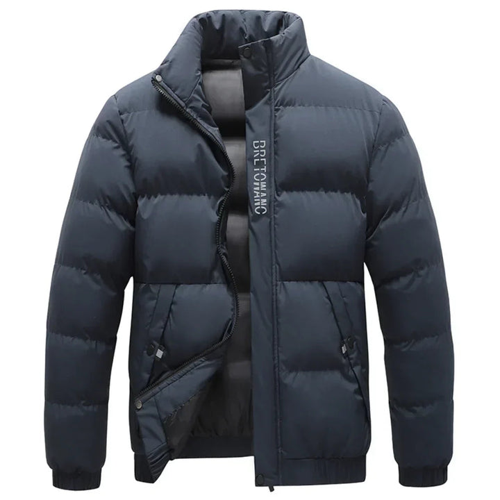 Men's Quilted Puffer Winter Jacket - Warm Insulated Coat - Blue