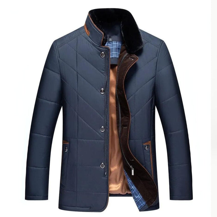Men's Quilted Winter Jacket - Warm & Functional Design - Blue