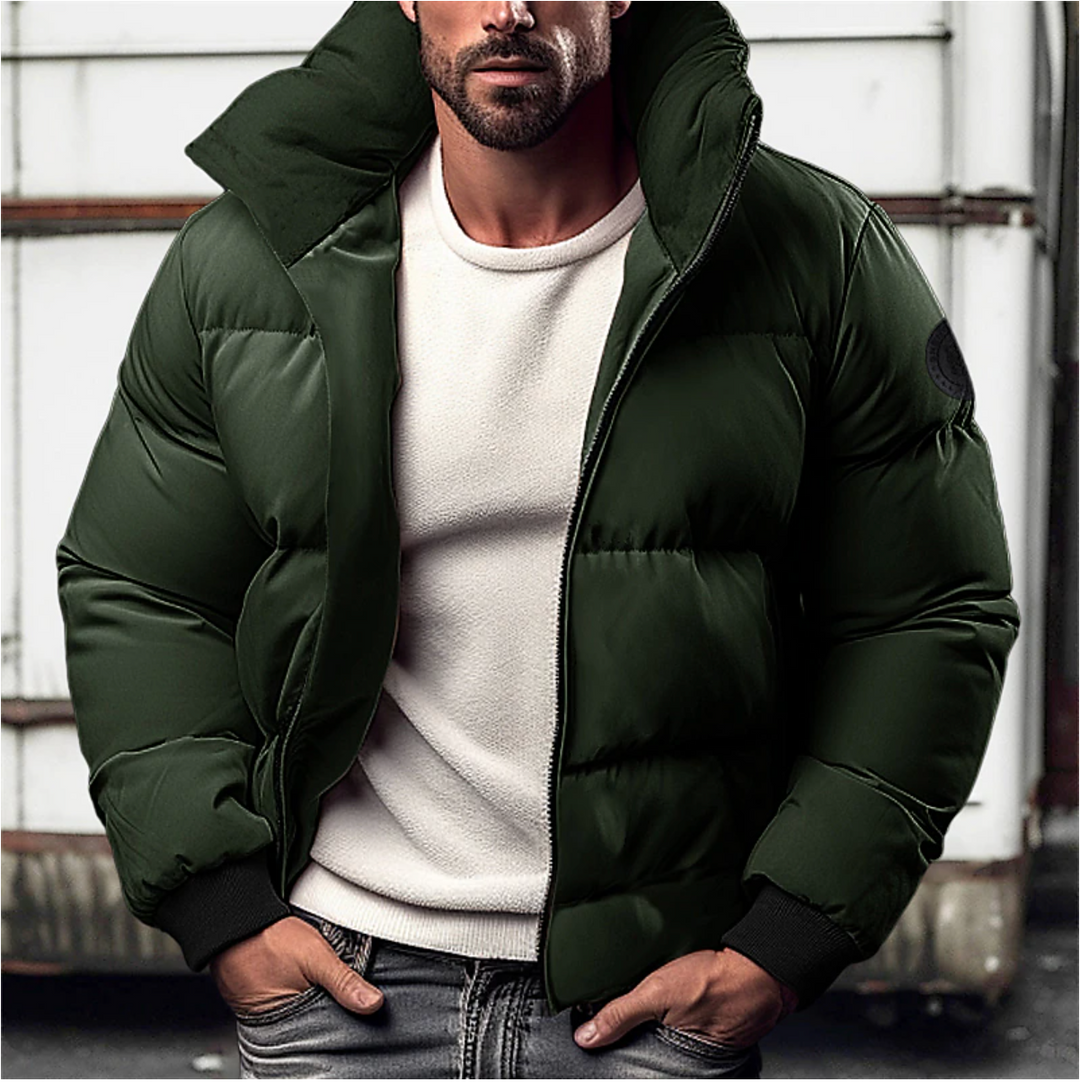 Men's Quilted Winter Jacket - Warm & Versatile - Green
