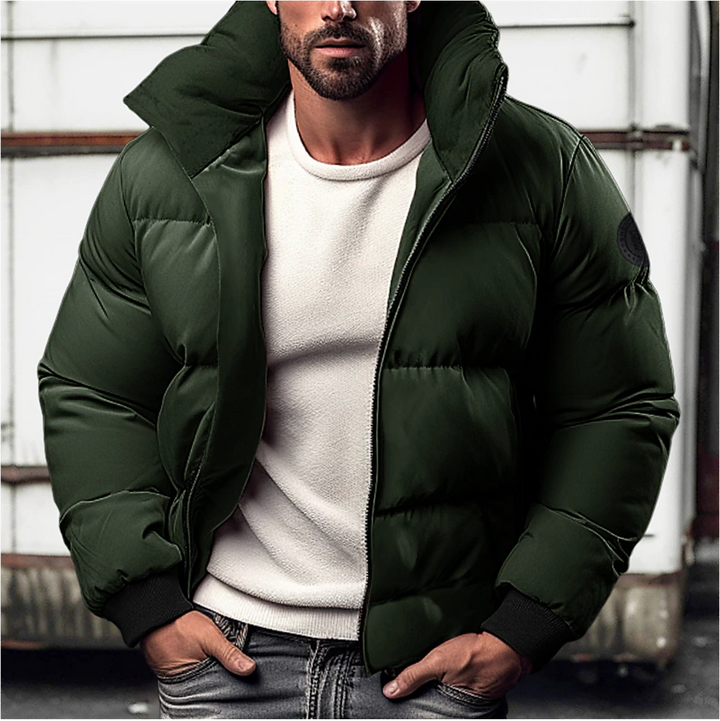 Men's Quilted Winter Jacket - Warm & Versatile - Green