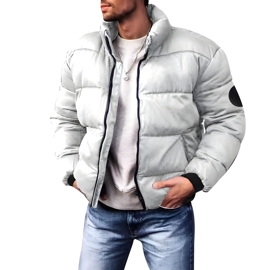 Men's Quilted Winter Jacket - Warm & Versatile - Grey