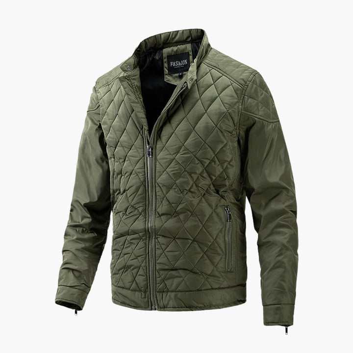 Men's Quilted Winter Jacket - Windproof Warmth - Green