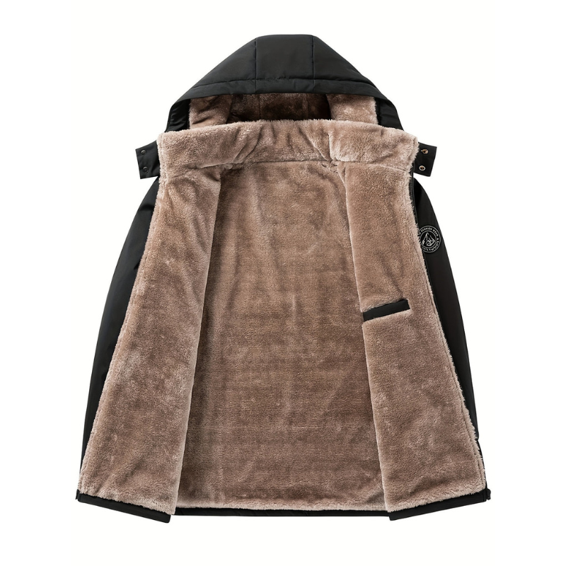 Men's Quilted Winter Jacket with Hood - Warm Puffer Coat