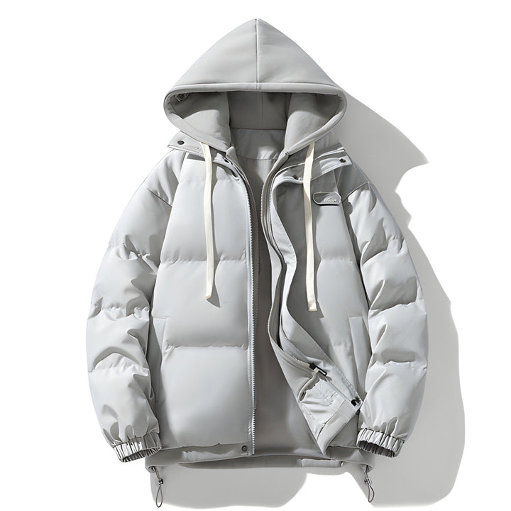 Men's Quilted Winter Jacket with Hood - Warm & Stylish - Grey