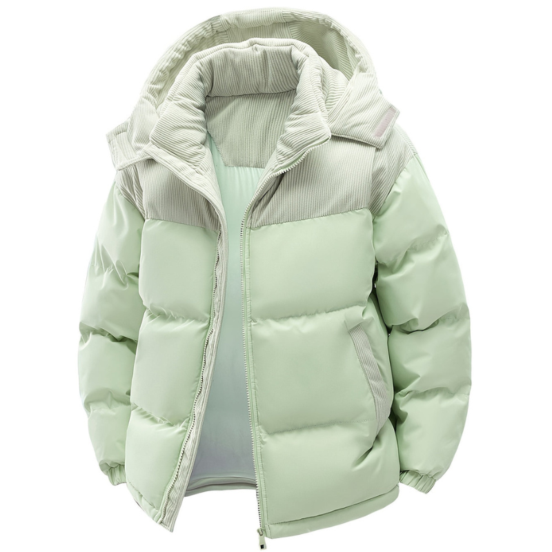 Men's Quilted Winter Jacket with Hood – Warm & Windproof - Green