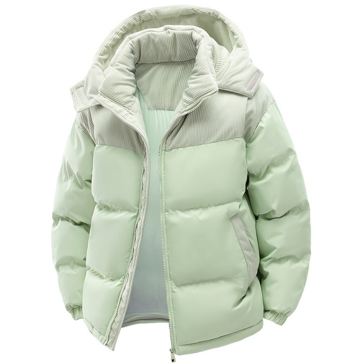 Men's Quilted Winter Jacket with Hood – Warm & Windproof - Green